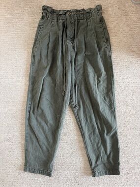 Free People Olive Green Paperbag Waist Tapered Pants M